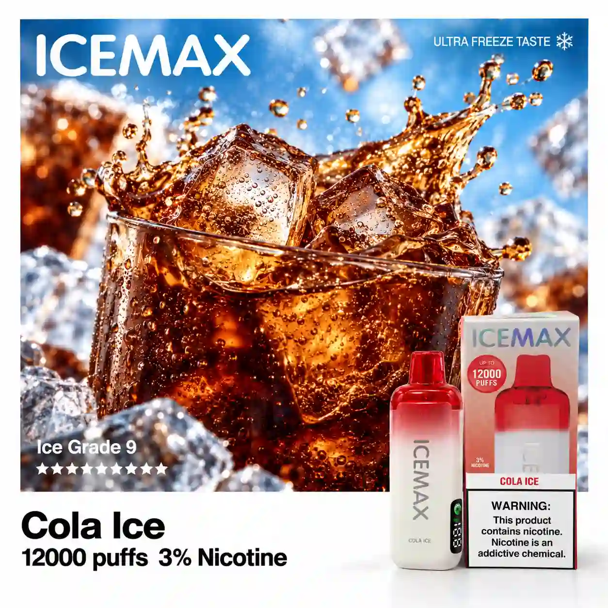 Cola ice可乐冰 ICEMAX 12000 Puffs Disposable Vape| 12000口大容量电子烟 | Fast Local Shipping Malaysia | VapeStockMY - Image 1